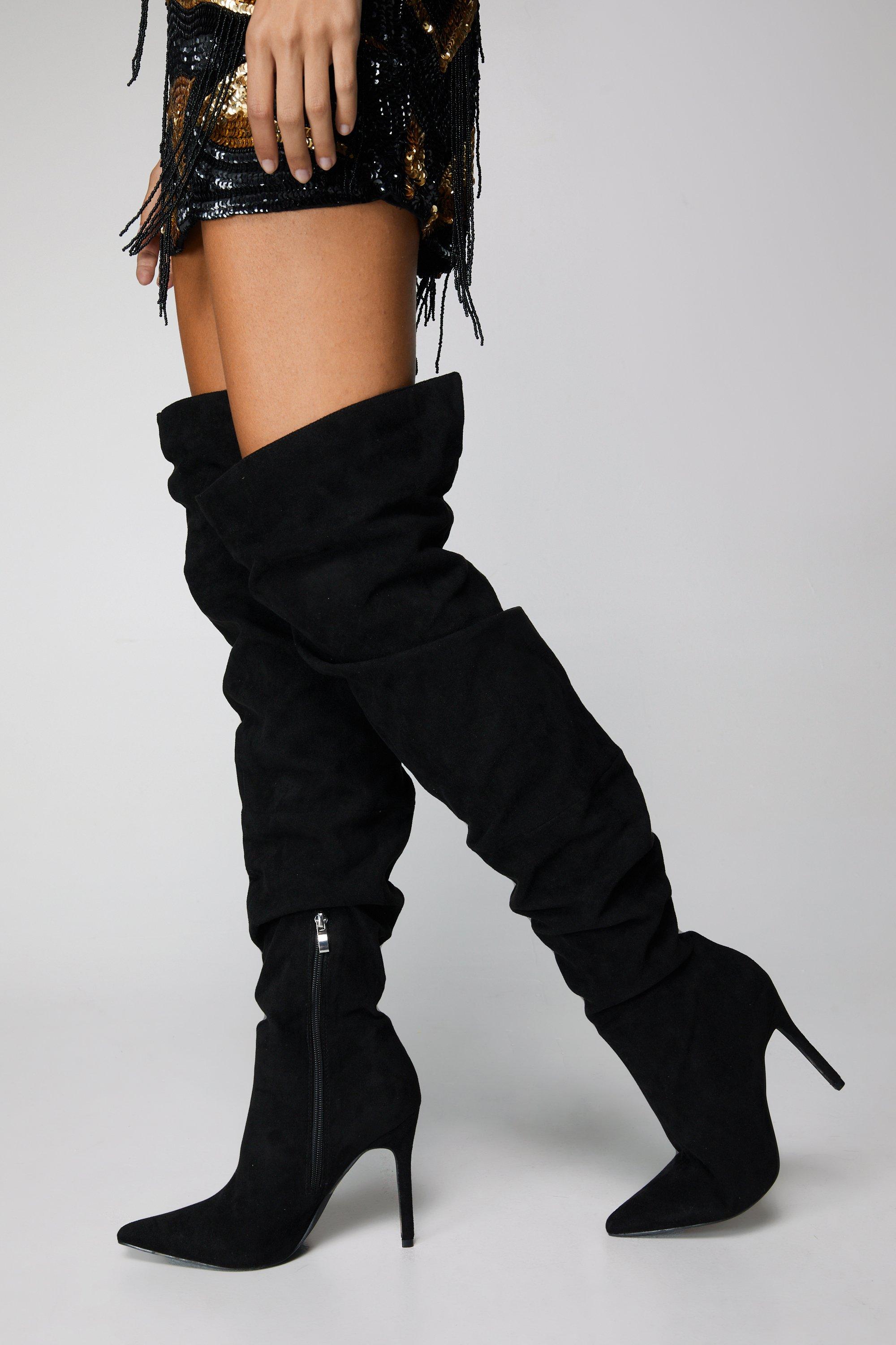 Faux suede hot sale slouch boots