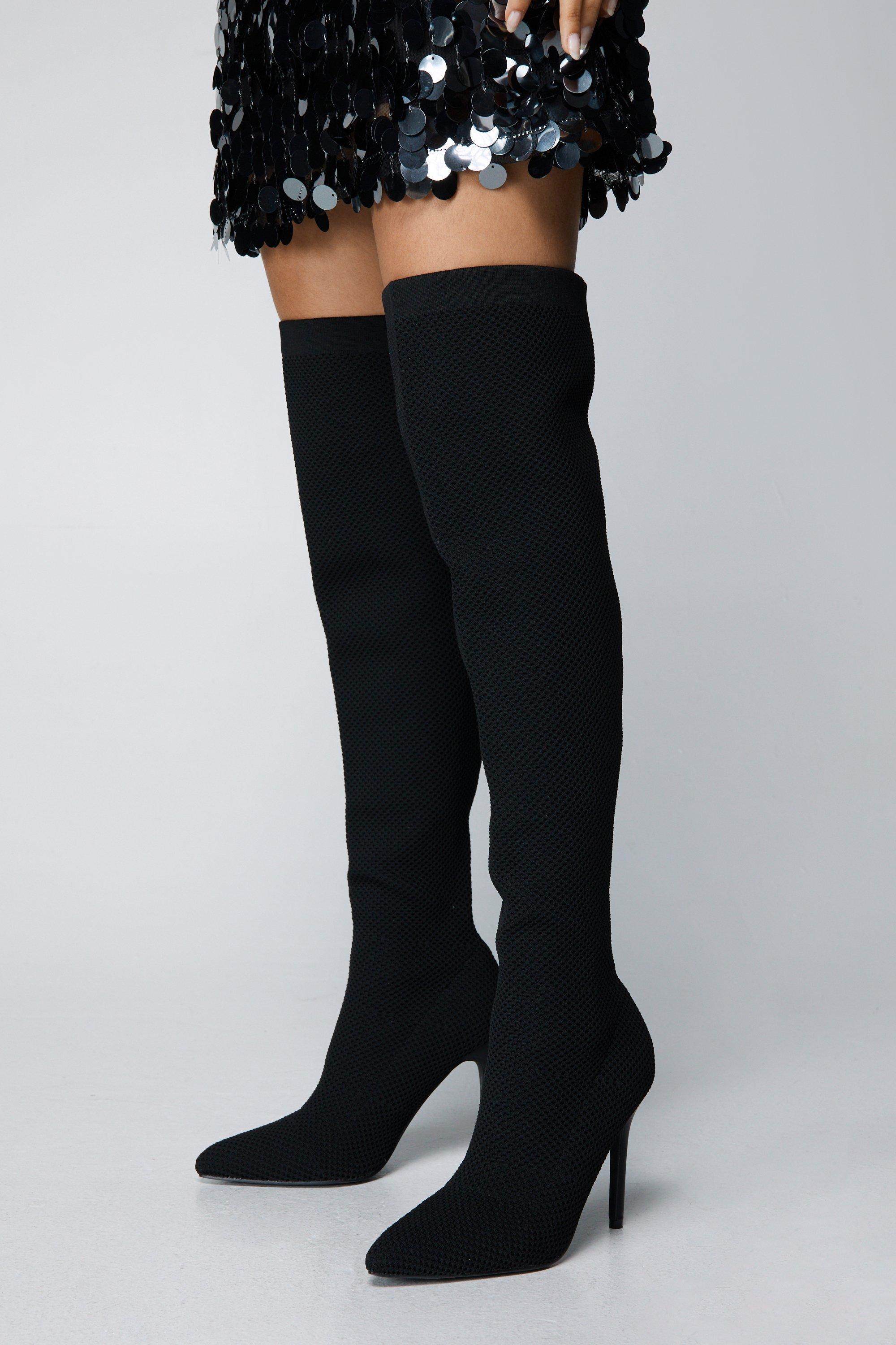 Black knee high sock boots hotsell