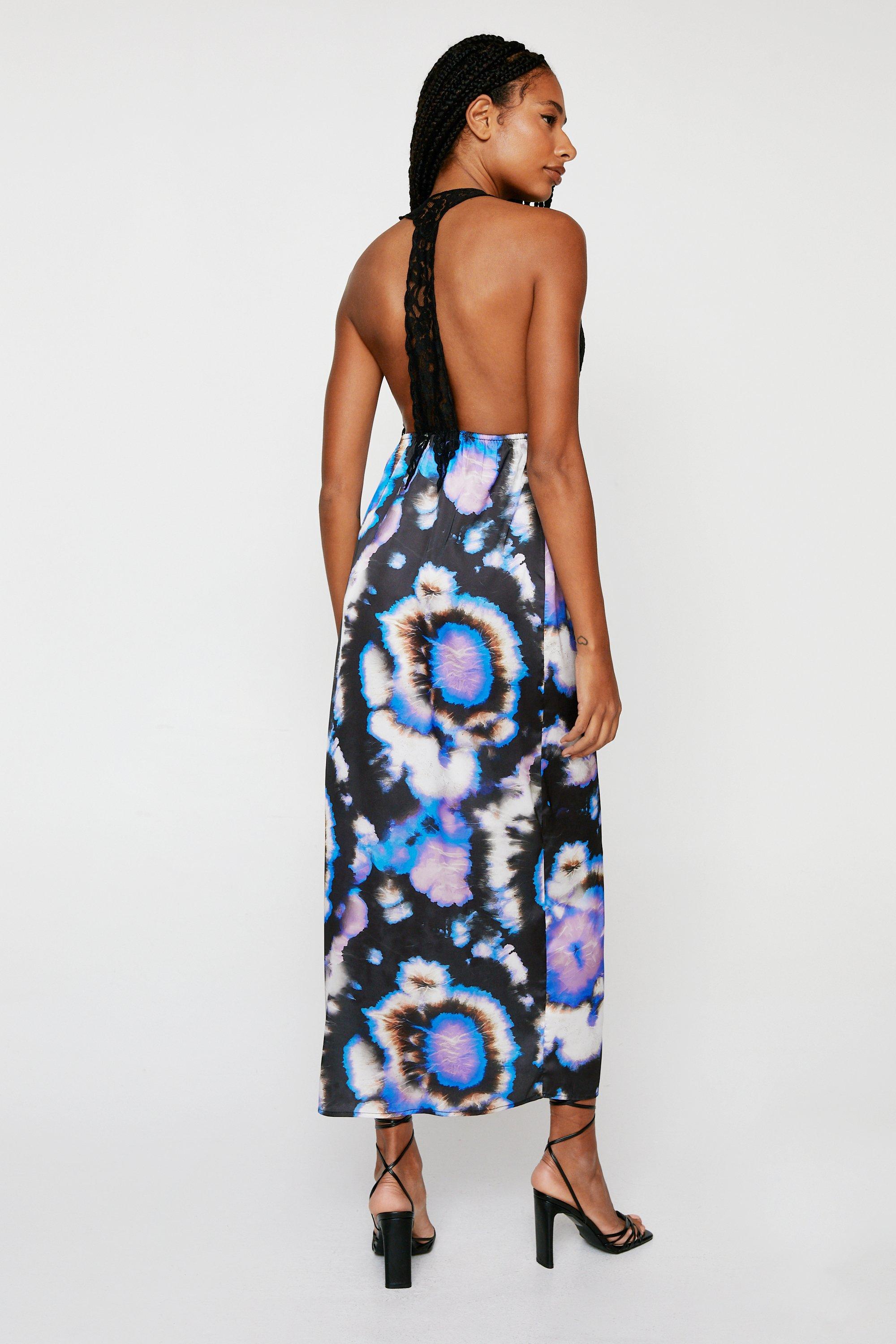 Satin tie-dye dress - Woman