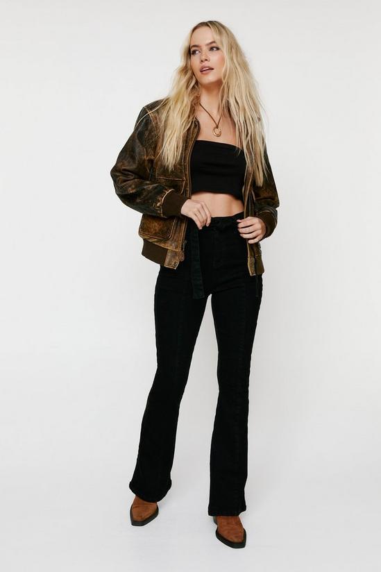 NastyGal Seam Pintuck Belted Flare Jeans 1