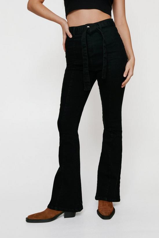 NastyGal Seam Pintuck Belted Flare Jeans 2