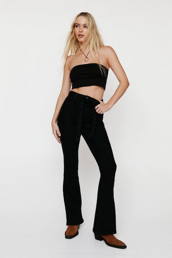 NastyGal Seam Pintuck Belted Flare Jeans 3