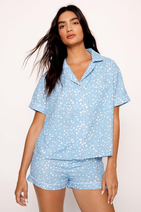 NastyGal Heart Button Through Piped Pajama Shorts Set 3