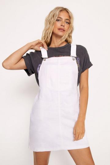 Denim Dungaree Mini Dress white