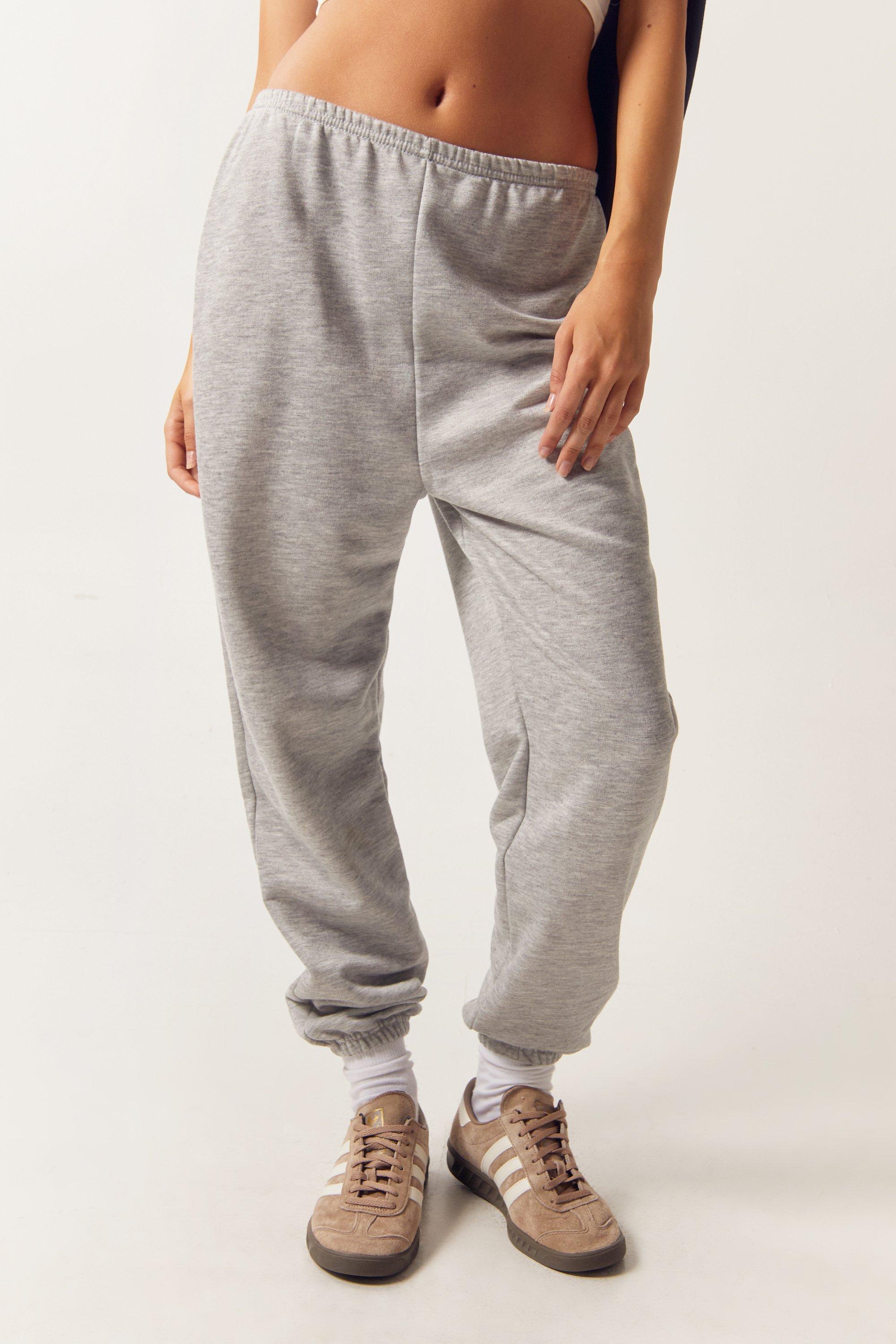 Women s Basic Mid Rise Grey Sweatpants Boohoo UK