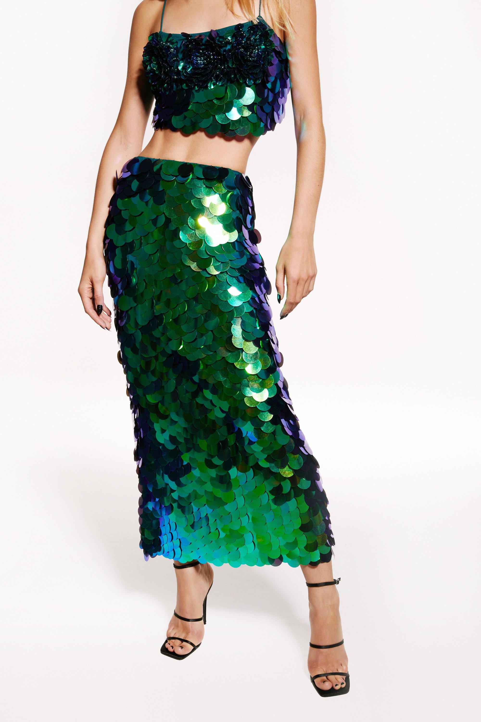 Sequin midi shop skirt boohoo