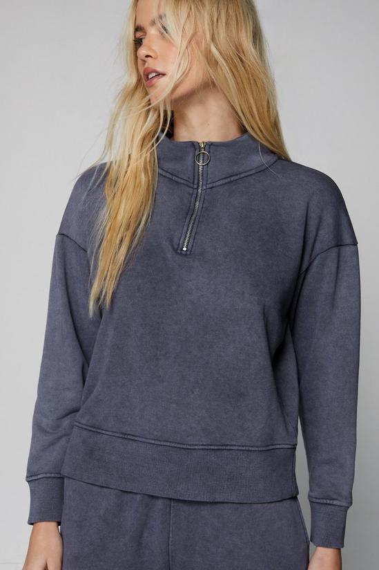 NastyGal Acid Wash Quarter Zip Oversized Sweatshirt 1