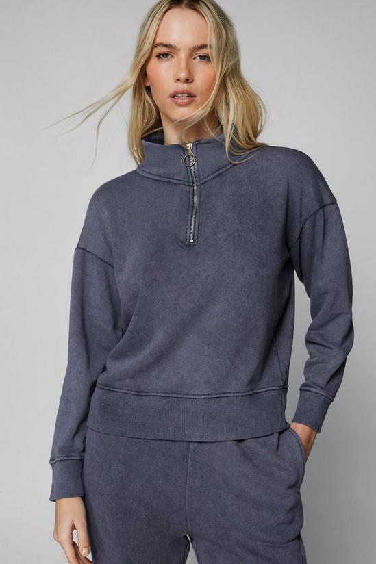 NastyGal Acid Wash Quarter Zip Oversized Sweatshirt 3