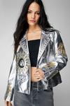NastyGal Real Leather Star And Moon Embroidered Jacket thumbnail 3
