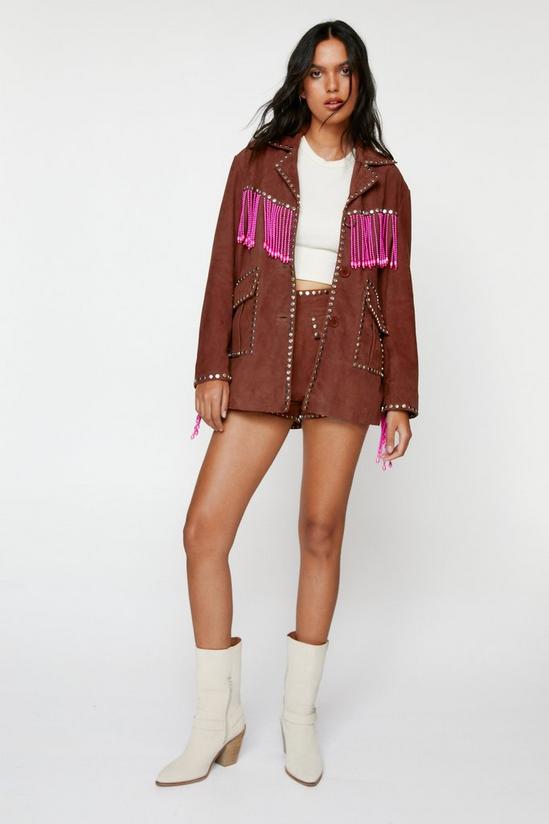 NastyGal Real Suede Studded Detail Shorts 3