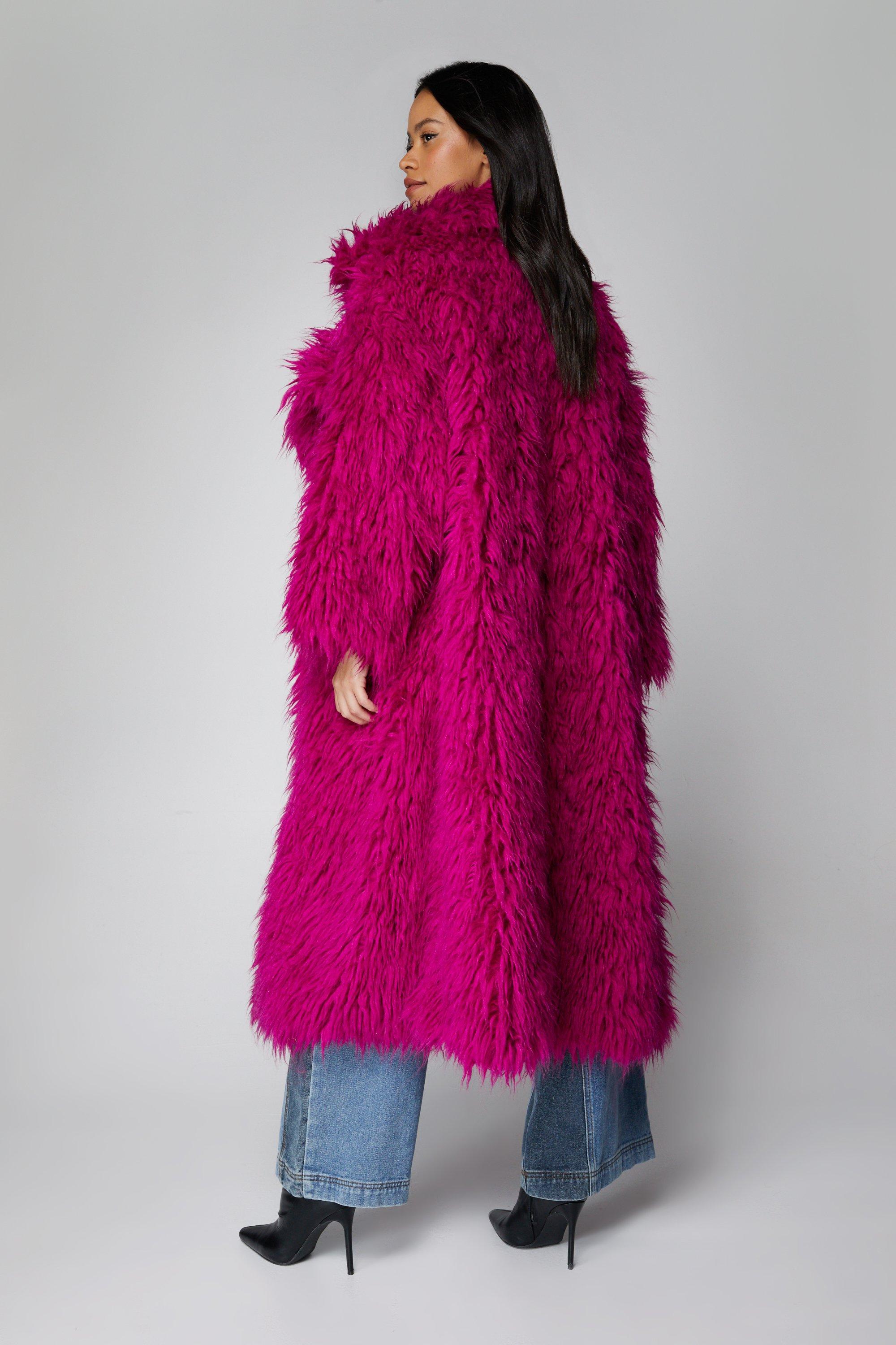 Boohoo pink hotsell fur coat