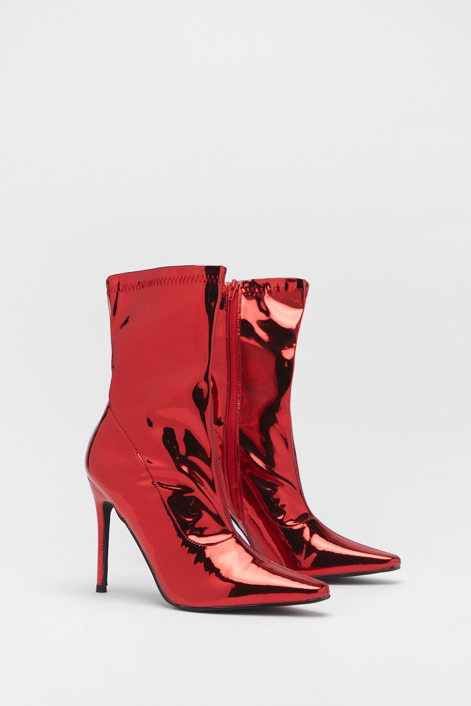 Red patent boots store zara