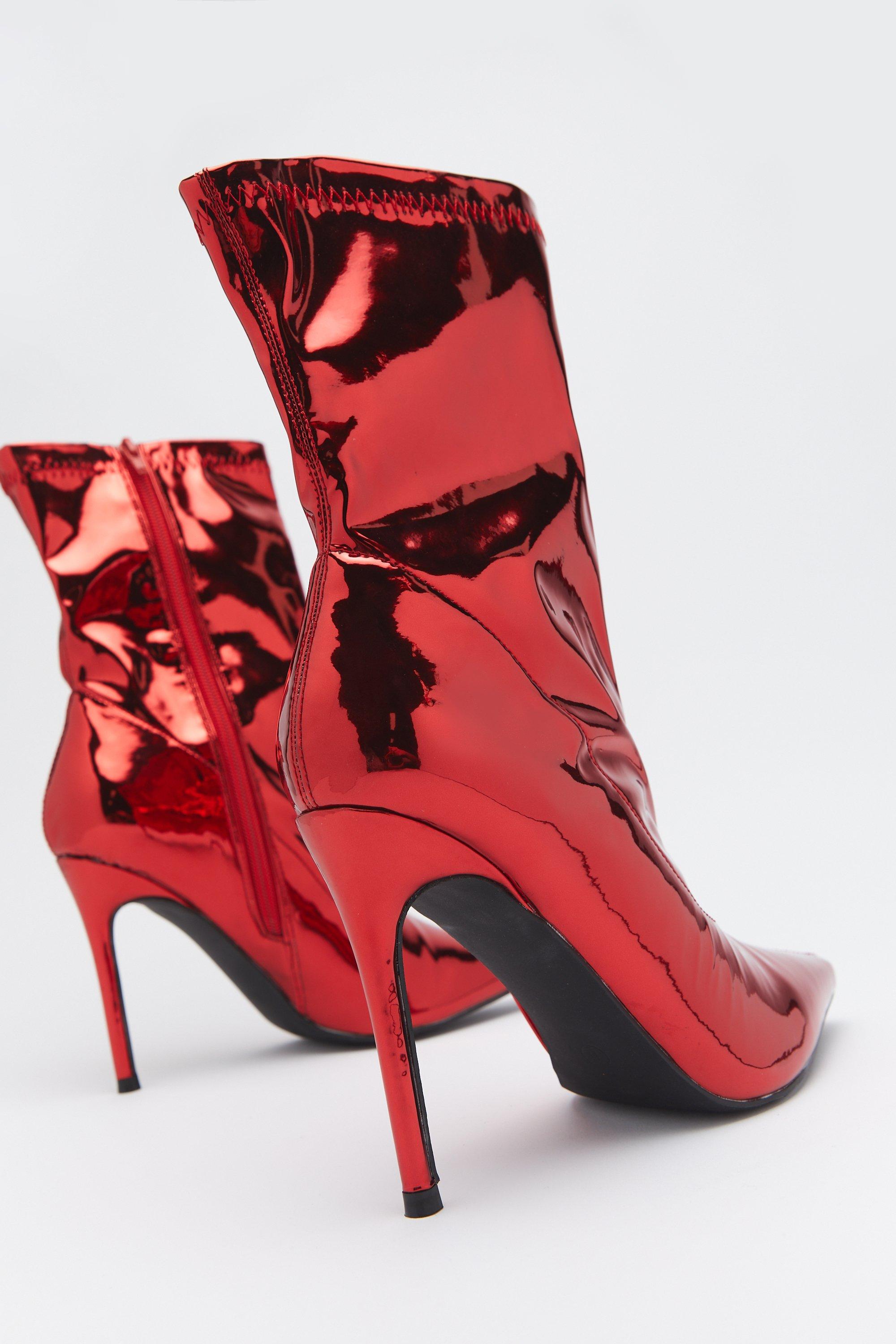 Red on sale metallic booties