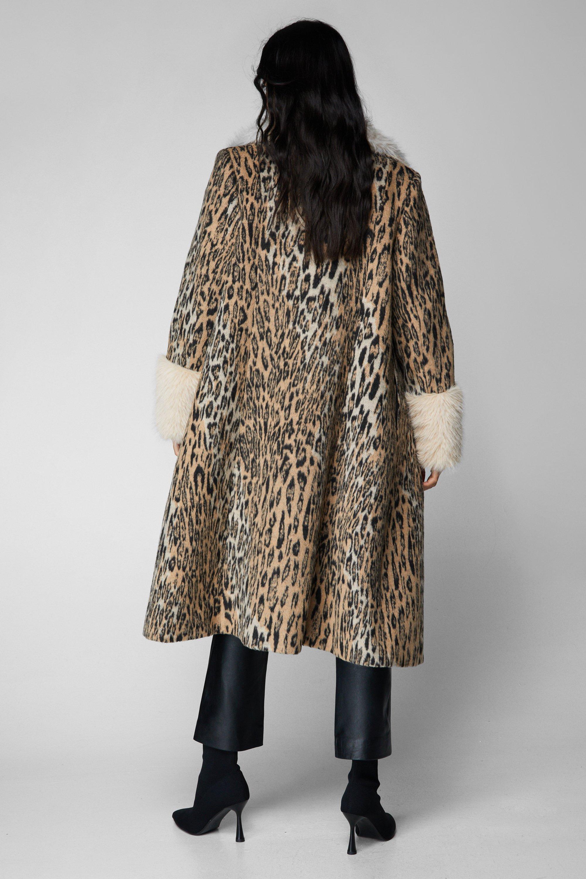 Plus Size Premium Wool Blend Animal Swing Coat