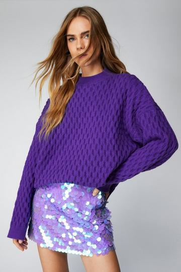 Purple Premium Waffle Knit Relaxed Jumper