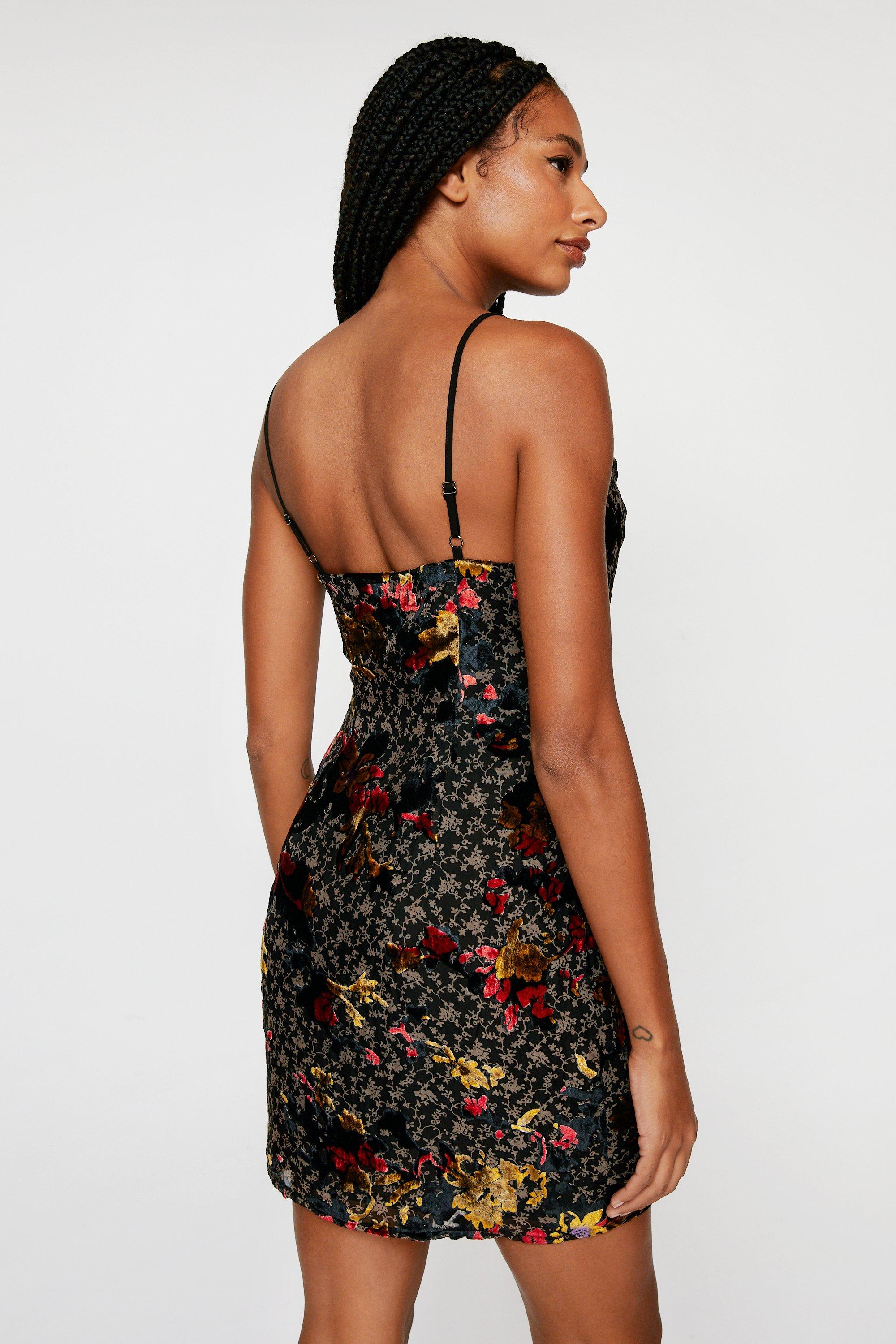 Slip Dress - Black/floral - Ladies