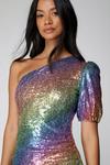 NastyGal One Shoulder Rainbow Glitter Mini Dress thumbnail 3