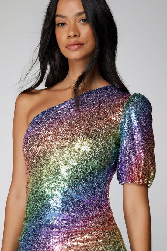 NastyGal One Shoulder Rainbow Glitter Mini Dress 3