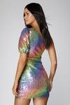 NastyGal One Shoulder Rainbow Glitter Mini Dress thumbnail 4