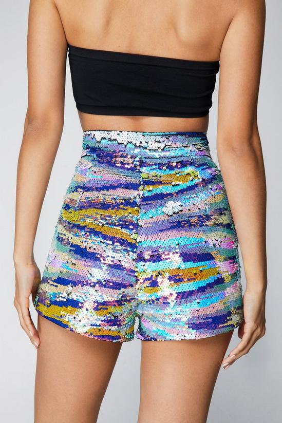 NastyGal Premium High Waisted Marble Sequin Shorts 4