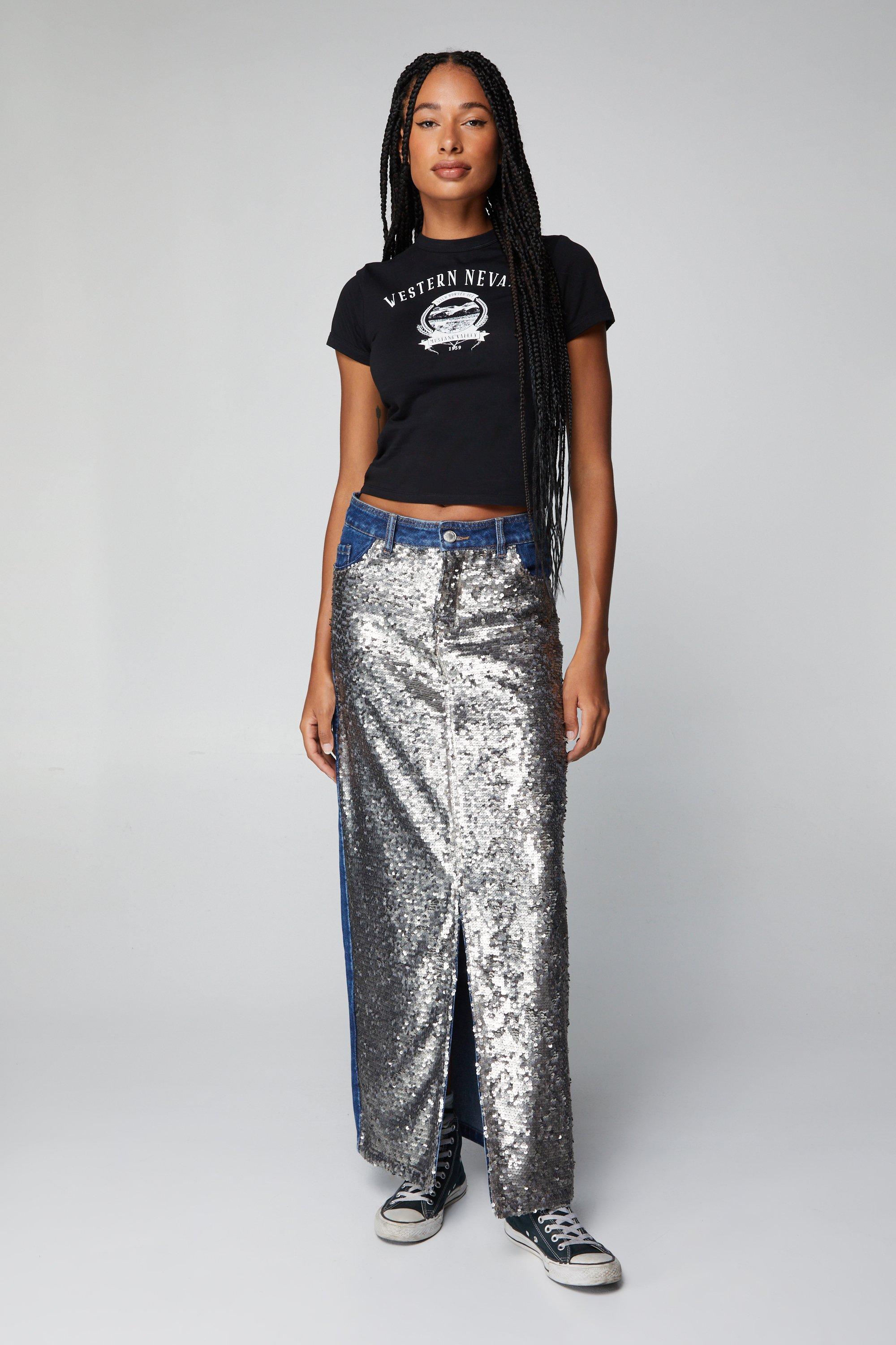 Sequin maxi hot sale skirt western