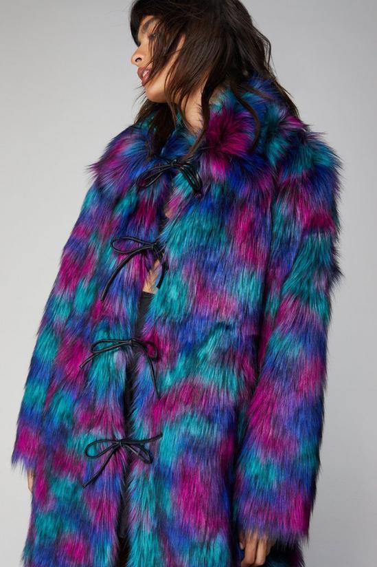 NastyGal Premium Patterned Faux Fur Longline Coat 3