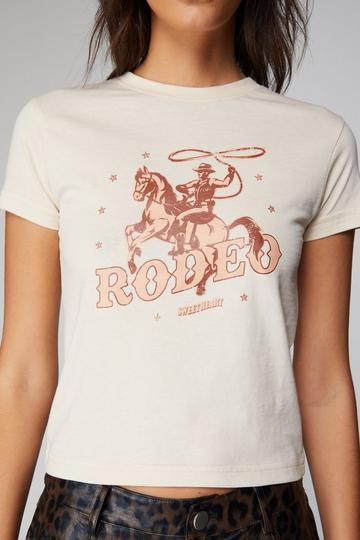 Stone Beige Rodeo Distressed Graphic Baby Tee