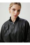 NastyGal Distressed Faux Leather Cropped Bomber Jacket thumbnail 1