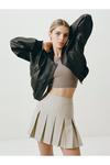 NastyGal Distressed Faux Leather Cropped Bomber Jacket thumbnail 2