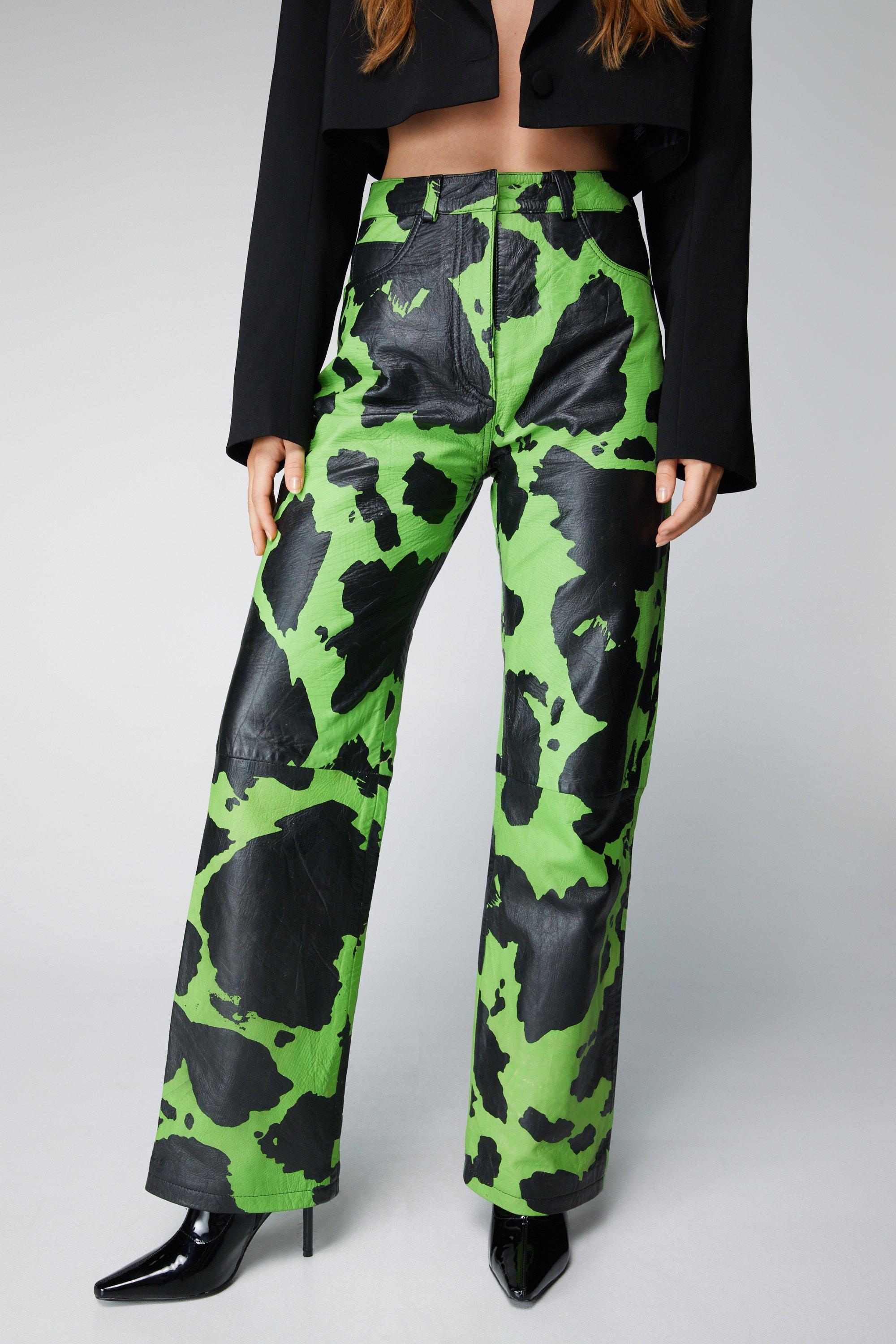 Pink cow cheap print pants