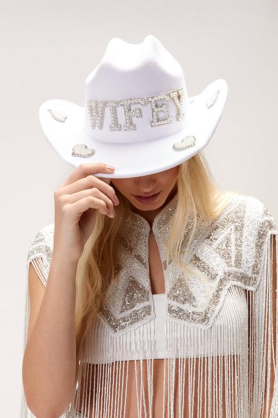 NastyGal Wifey Pearl Trim Cowboy Hat 1
