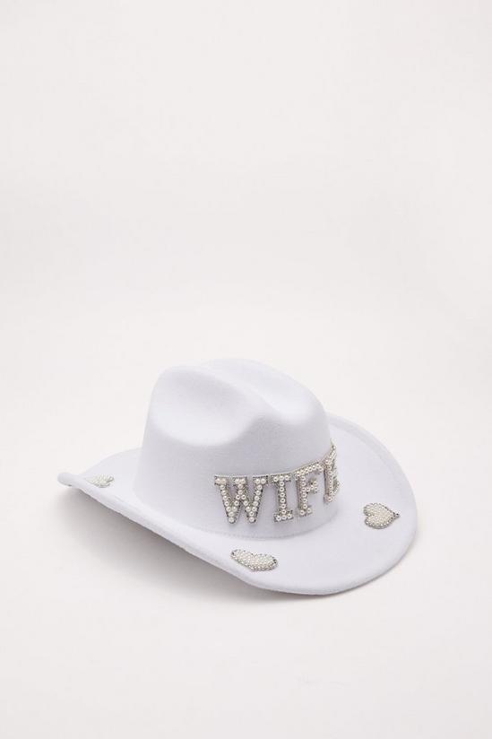 NastyGal Wifey Pearl Trim Cowboy Hat 3