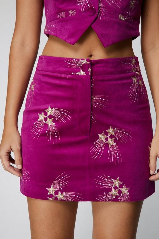 NastyGal Premium Embroidered Velvet Mini Skirt 2