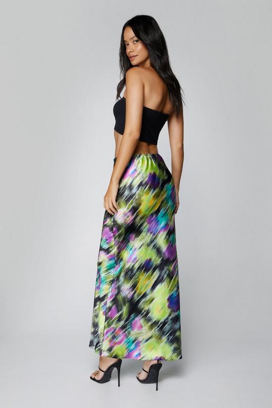 NastyGal Blurred Floral Satin Maxi Skirt 4