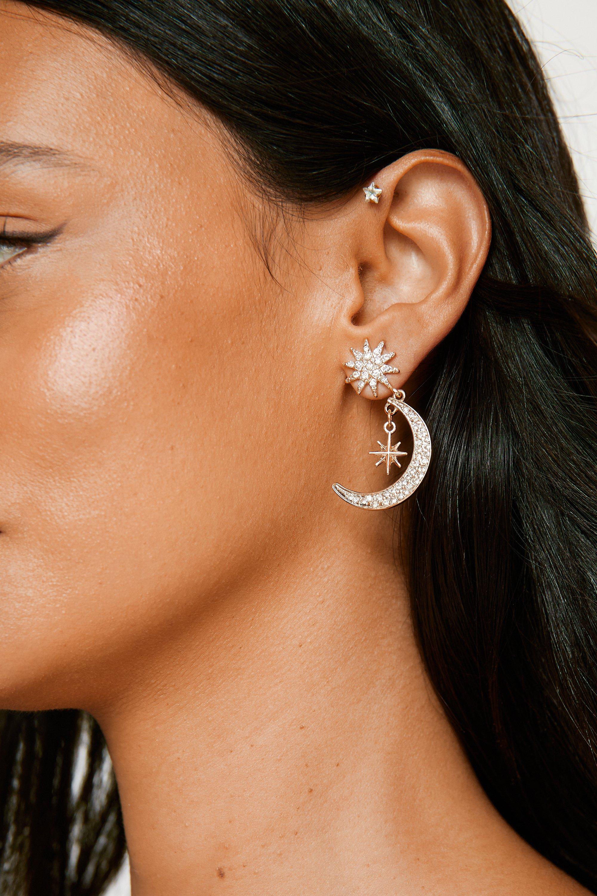 Gold diamante deals drop earrings