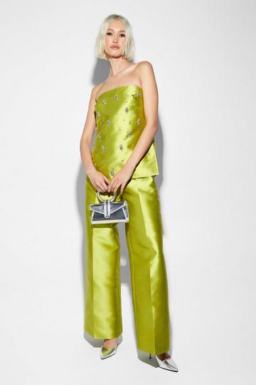 Satin Twill Wide Leg Pants lime