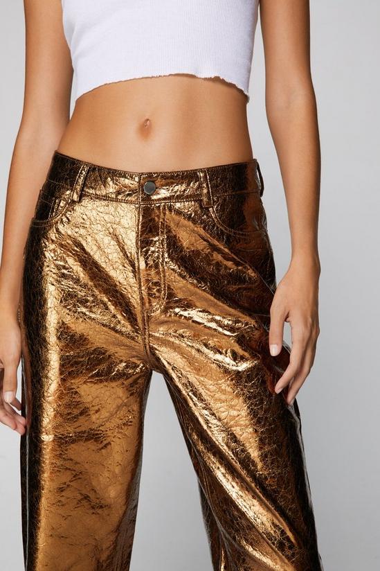 NastyGal Metallic Crackle Faux Leather Trousers 3