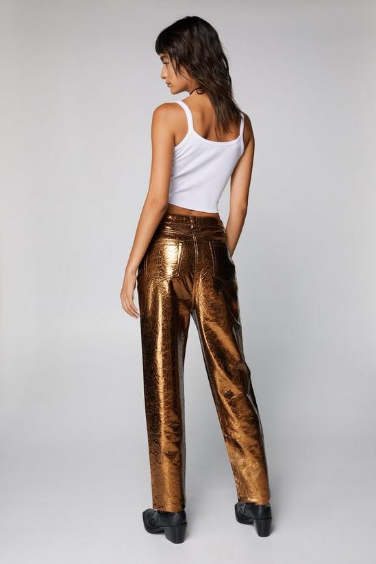 NastyGal Metallic Crackle Faux Leather Trousers 4