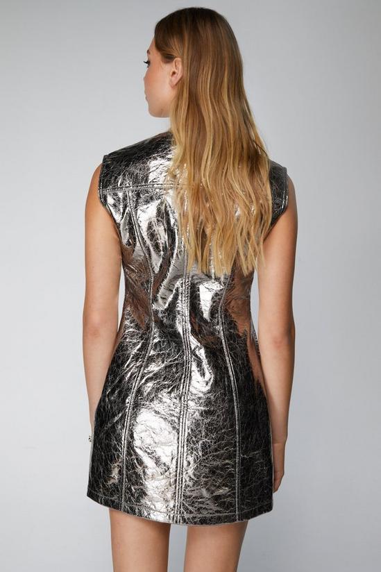 NastyGal Metallic Crackle Faux Leather Mini Dress 4