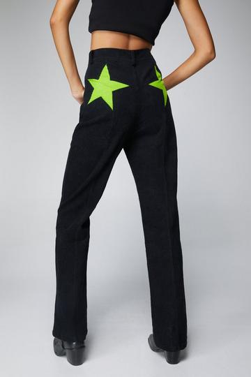 Corduroy Star Bum Flare Pants black