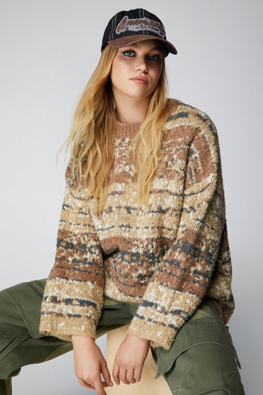 Neutral Soft Oversized Space Dye Sweater