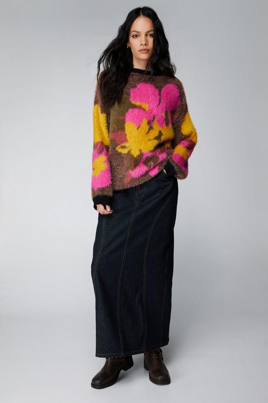NastyGal Fluffy Floral Oversized Sweater 2
