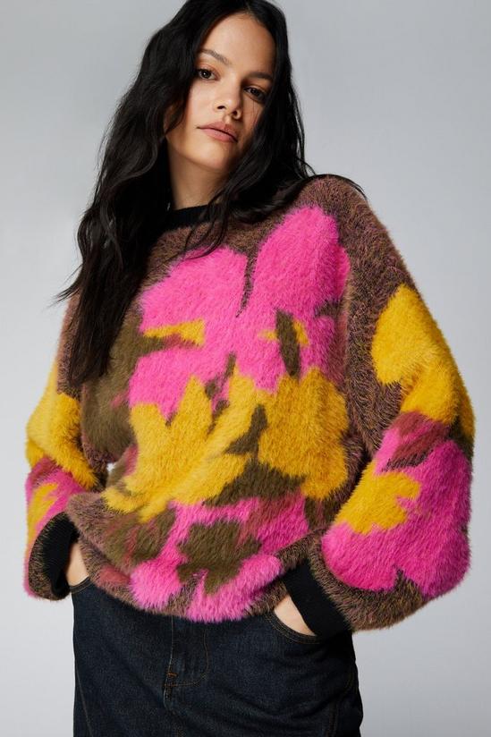 NastyGal Fluffy Floral Oversized Sweater 3