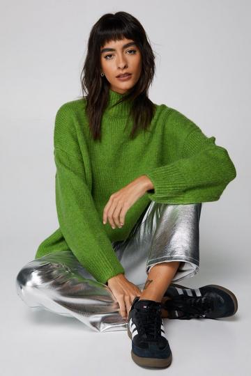 Turtleneck Relaxed Long Sleeve Sweater green