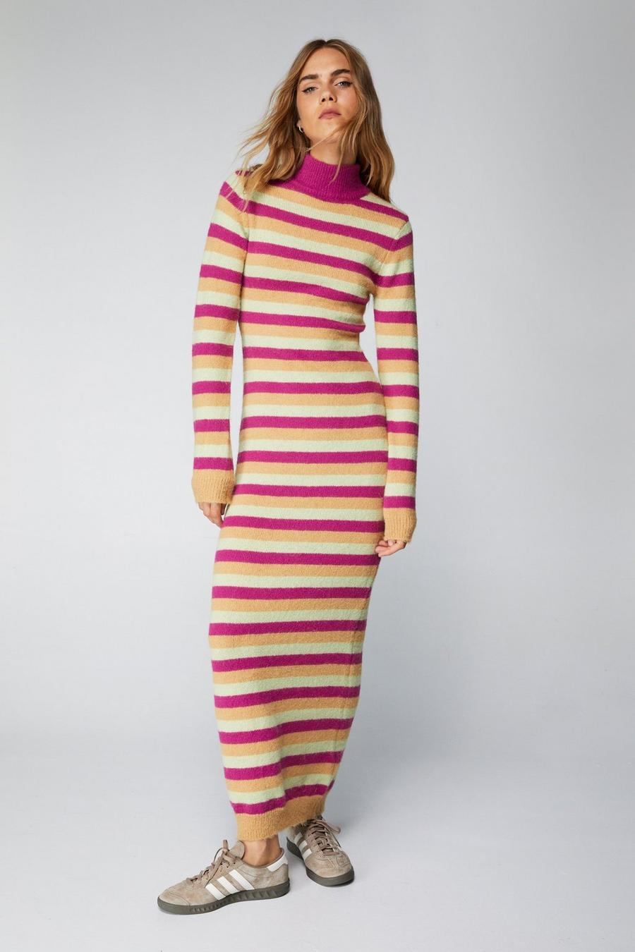 Multi Stripe Knitted Maxi Dress