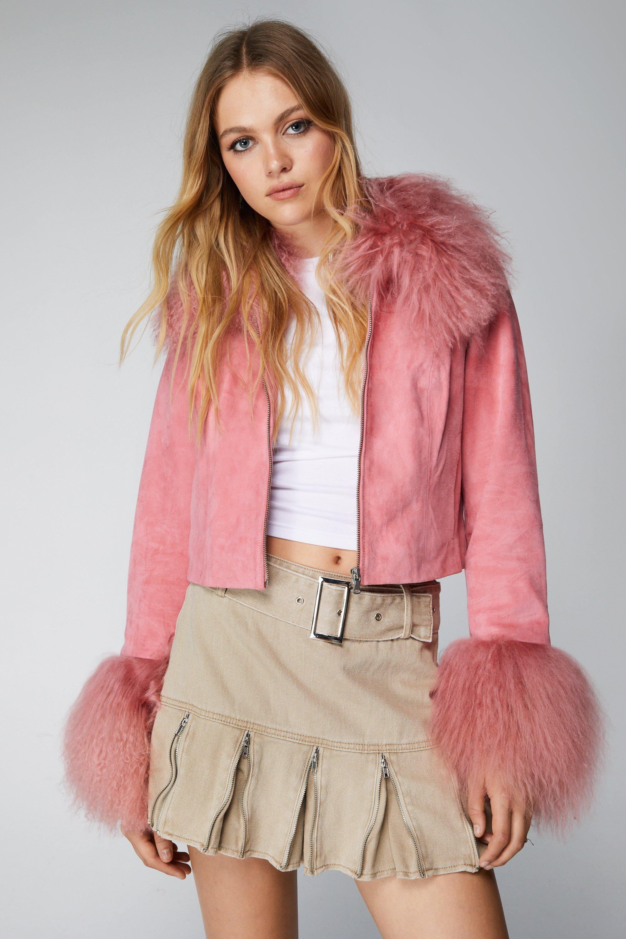 Women s Premium Suede And Shearling Jacket Boohoo UK