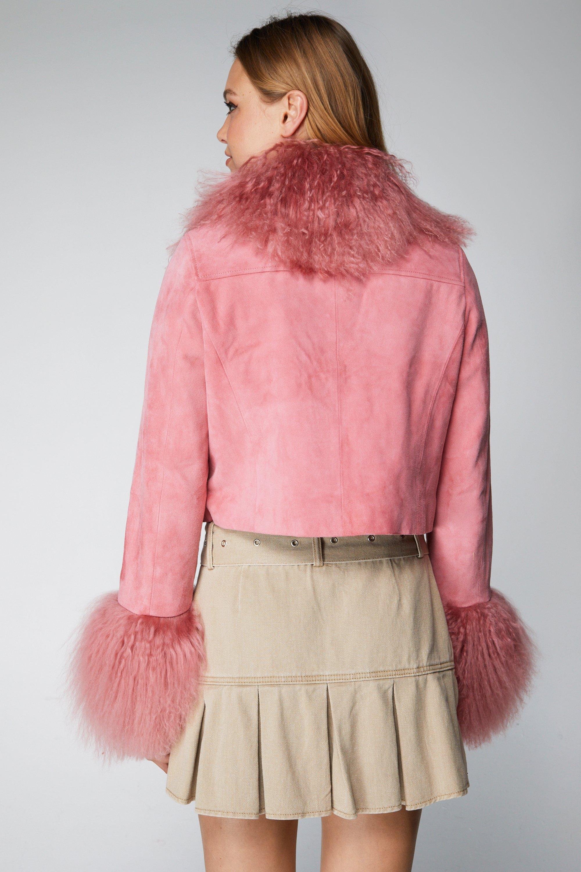 Women s Premium Suede And Shearling Jacket Boohoo UK