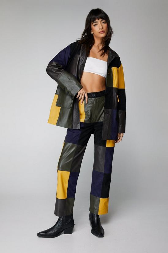 NastyGal Premium Real Leather And Suede Patchwork Pants 1