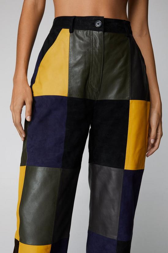 NastyGal Premium Real Leather And Suede Patchwork Pants 3