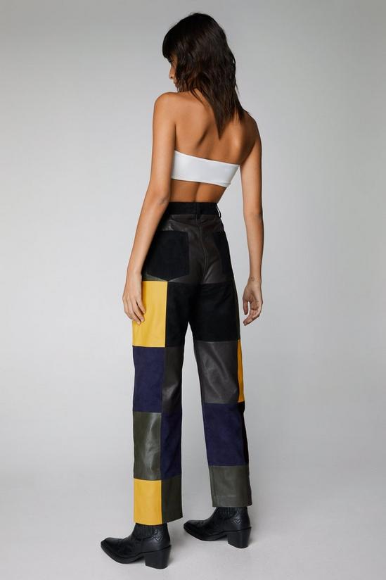 NastyGal Premium Real Leather And Suede Patchwork Pants 4